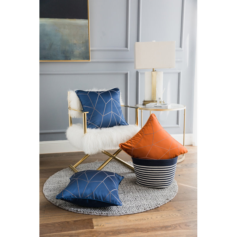 Ensemble de 2 taies d'oreiller géométriques abstraites, Orange