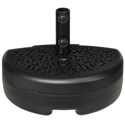 Half Round Umbrella Base, Sand Or Water Filled Half Patio Umbrella Stand Holder For Lawn, Deck, Backyard And Garden, 40Lb Capacity Water Or 46Lb Capacity Sand, Fit 1.5"Or 2" Pole