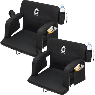 Sièges de stade avec support pour le dos et coussin rembourré - Fauteuil de gradin très large avec tapis antidérapant - Sièges de football inclinables de stade - 6 angles réglables, grandes poches, porte-gobelets