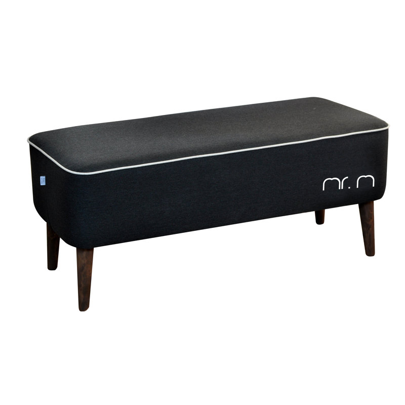 Mr. M Polyester Blend Upholstered Bench, Polyester Blend, Black/Cream