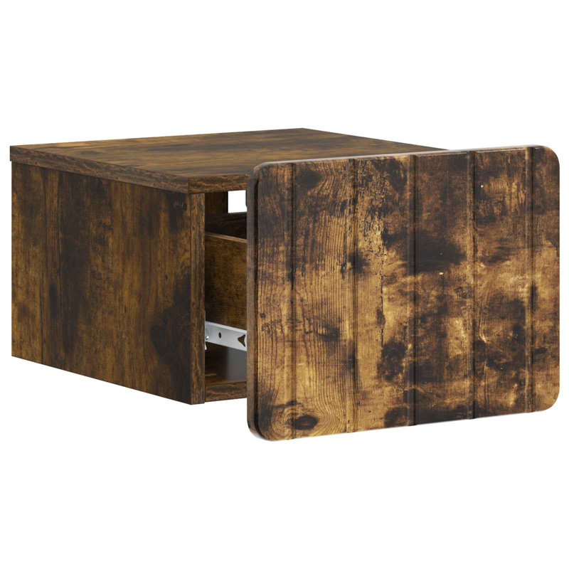 33cm W Manufactured Wood Bedside Table, Smoked Oak