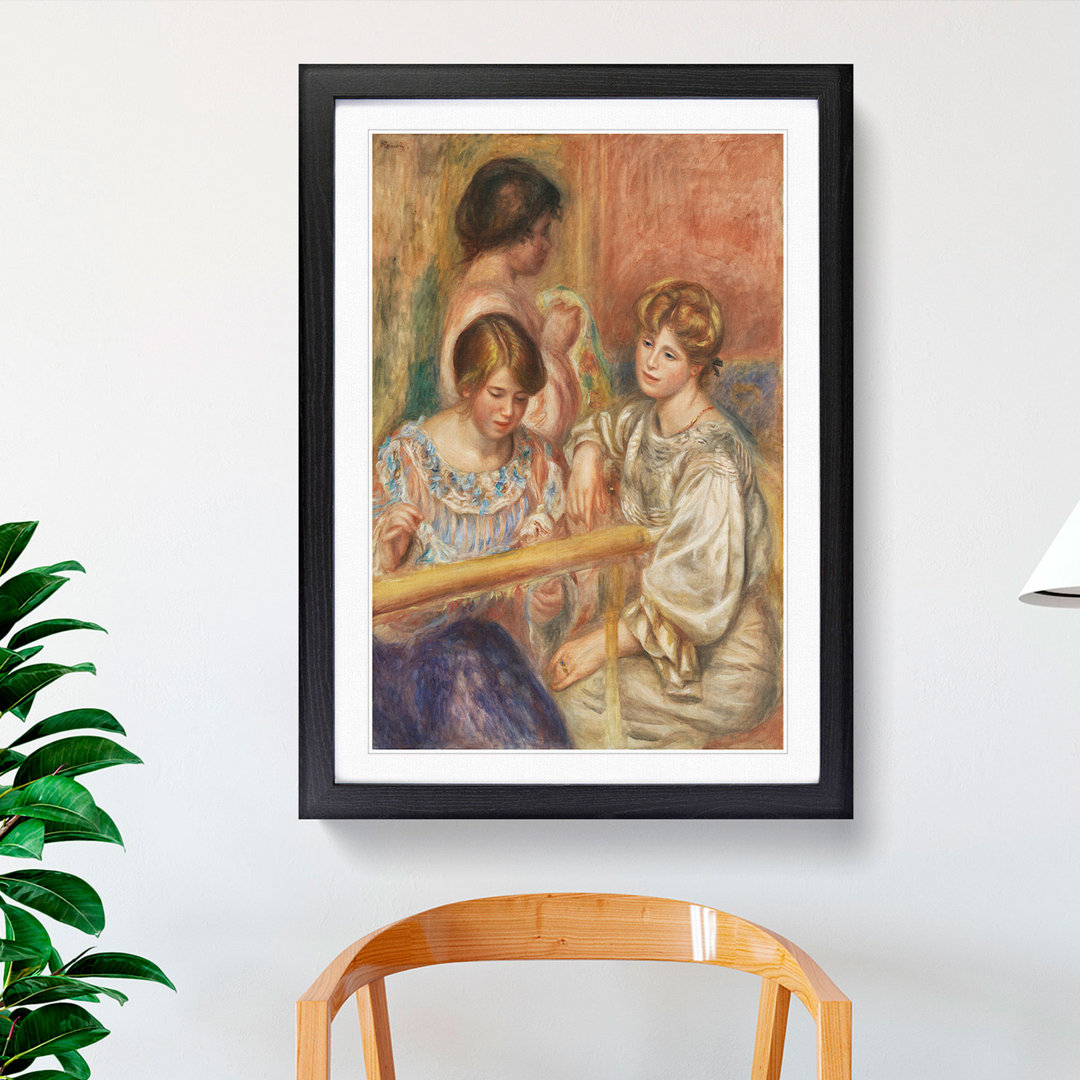 Embroiderers by Pierre-Auguste Renoir - Framed Print