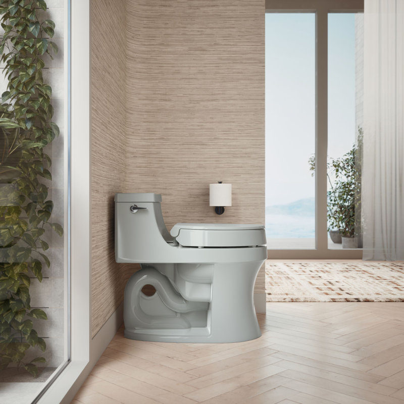 Hyten Elevated Quiet-Close Round-Front Toilet Seat, Ice Gray