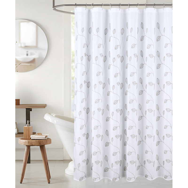 Leaf  Embroidered Shower Curtain, Taupe