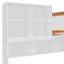 Lit superposé simple au-dessus d'un lit double en bois avec garde-robe, tiroirs, tablettes et éclairage à DEL (blanc et orange)