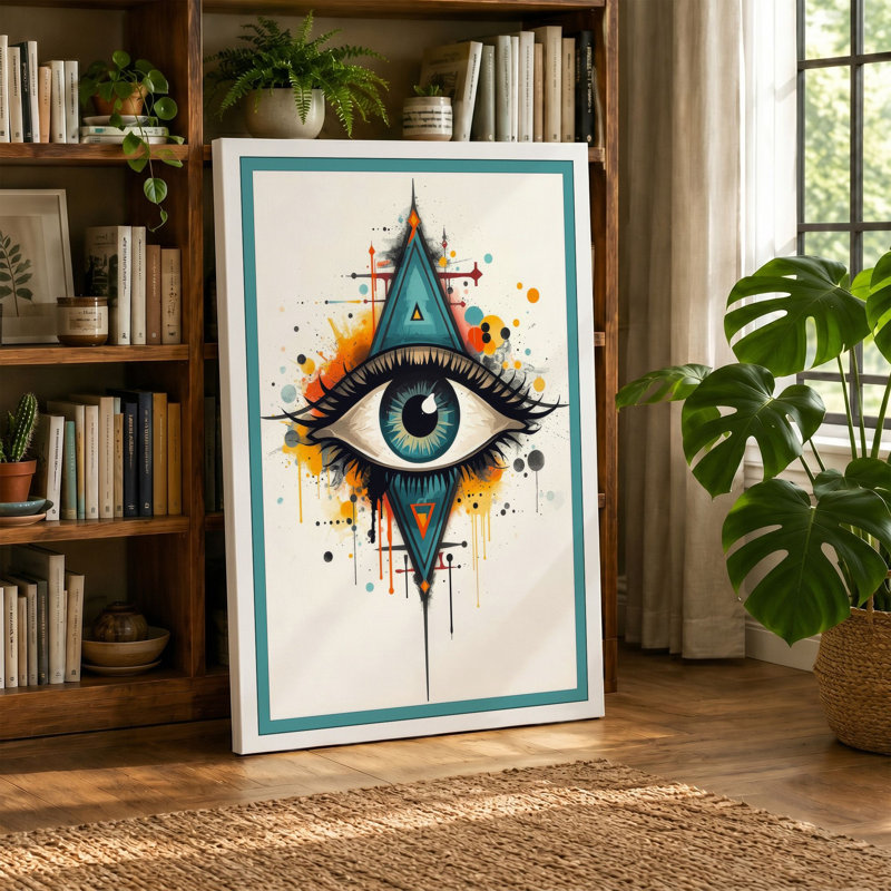 Sacred Eye Geometry Abstract - Wrapped Canvas, 30x20 - 76.2 x 50.8 cm, Cream Border