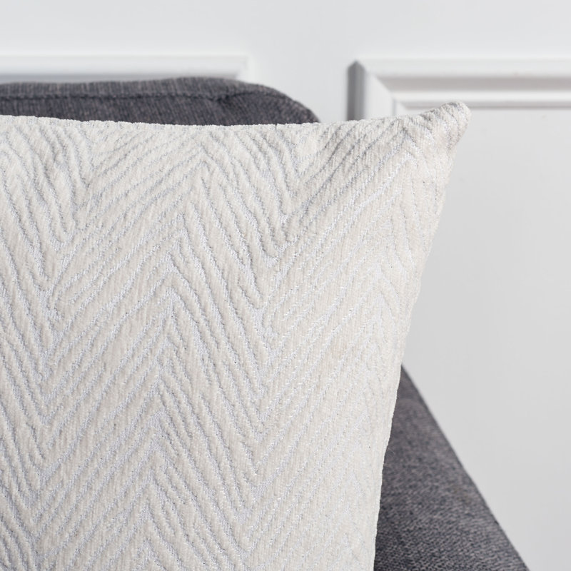 Ivory Chevron Pattern Square Throw Pillow 18" x 18"