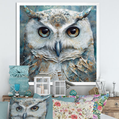 Portrait d'un hibou blanc tribal magique