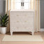 Armoire de rangement à 3 tiroirs en faux chagrin Aishu à finition beige, H 28,66 po x l 27,74 po x P 17,37 po