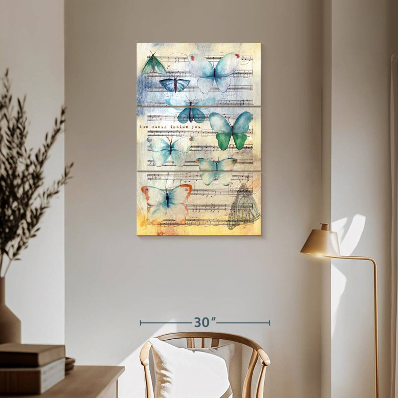 Abarca, musique et papillons, H 57 po x l 36 po