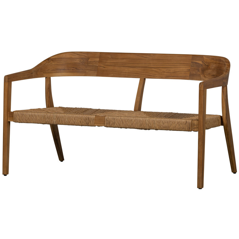 Chena Garden Bench With Round Back Wicker/Teak Natural