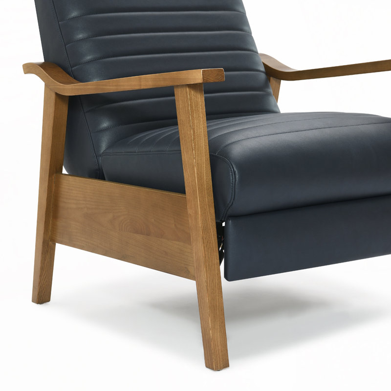 Fauteuil inclinable à accoudoirs en bois, Bleu minuit