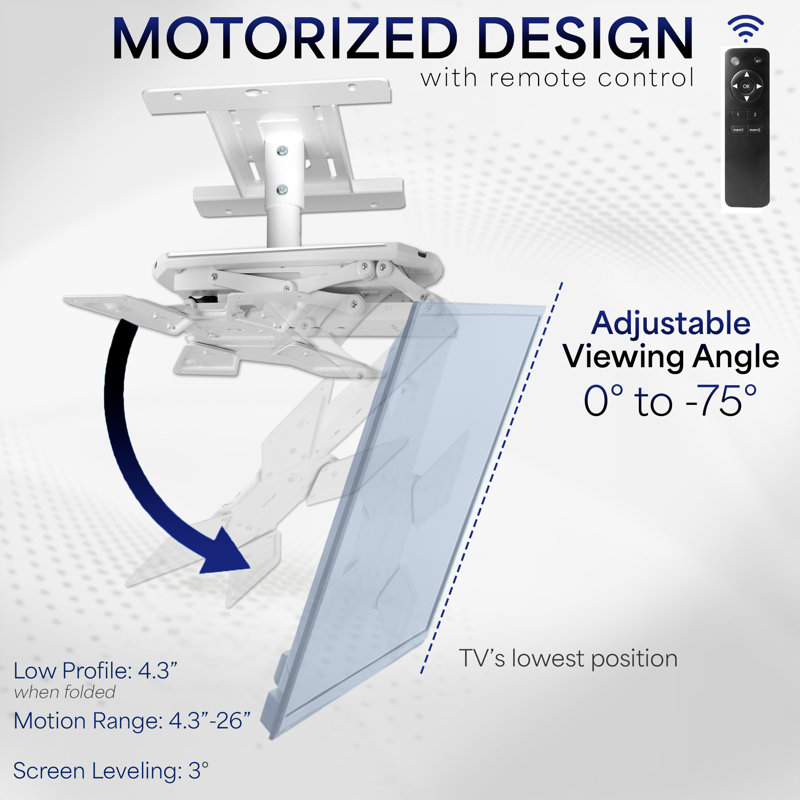 VIVO White Electric Motorized Flip Down Drop Ceiling TV Mount, 23" to 55" Screen