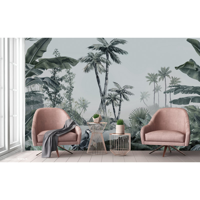 Murale de papier peint paradis tropical, Gris, L 44,04 po x l 81 po
