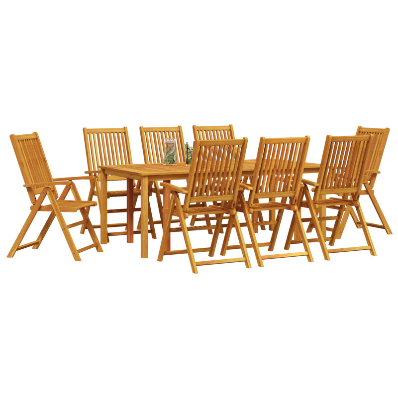 vidaXL Garden Dining Set Folding 9 pcs Brown Solid Acacia Wood