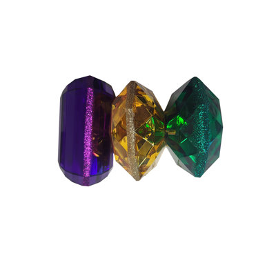 Green, Gold And Purple Assorted Jewel Ornaments 6 Pack