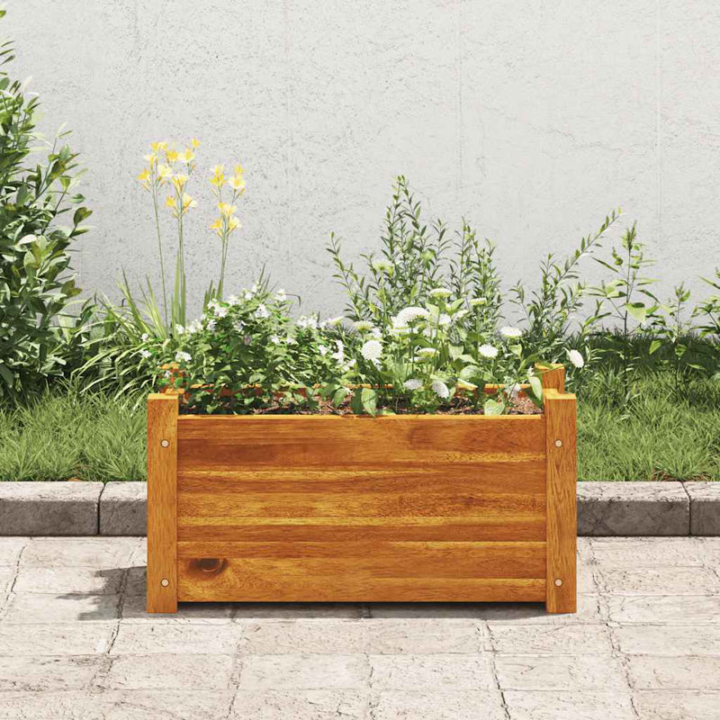 Lit surélevé en bois d'acacia brun avec finition compacte et jardin extérieur durable