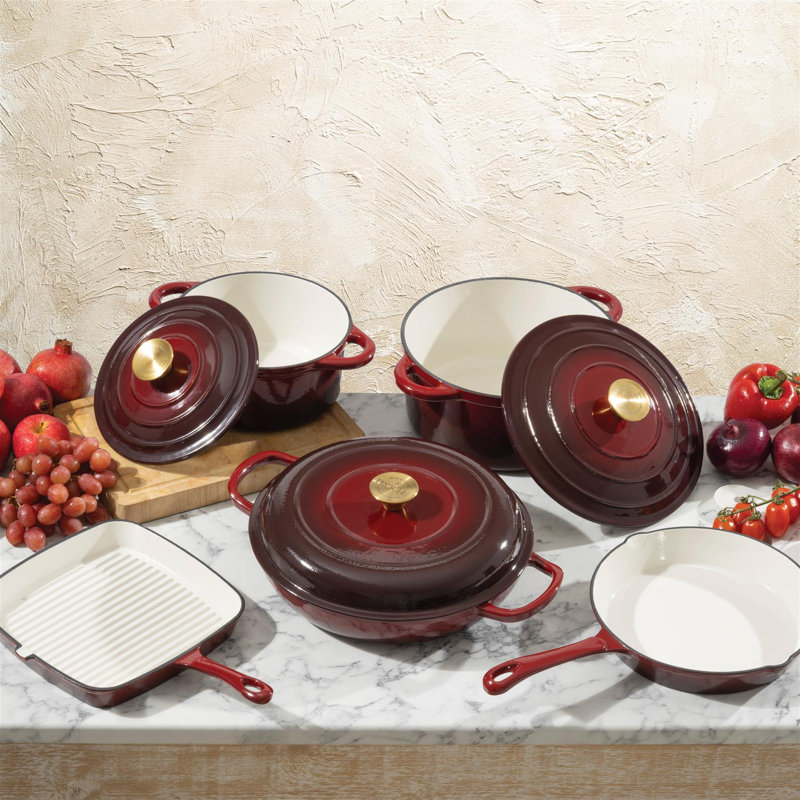 23cm Enameled Cast Iron Grill Pan / Griddle Set