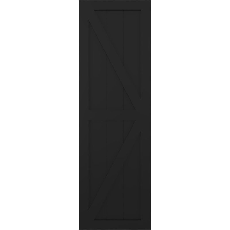 True Fit PVC deux panneaux de ferme à fixation fixe avec barre en Z, Noir, 12", 36"