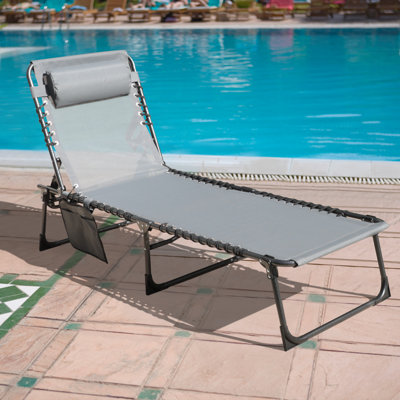 Mayra 74" Long Reclining Single Chaise Lounge with Pillow and Bag, Portable Beach Lounger by Sol 72 Outdoor