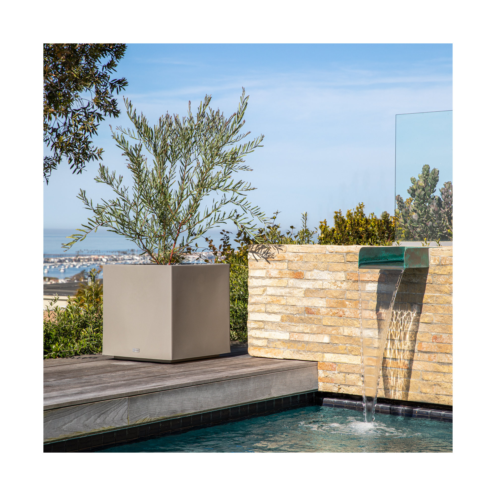 Block Series Cube Planter, 22.25" H x 21" W x 21" D, Gray