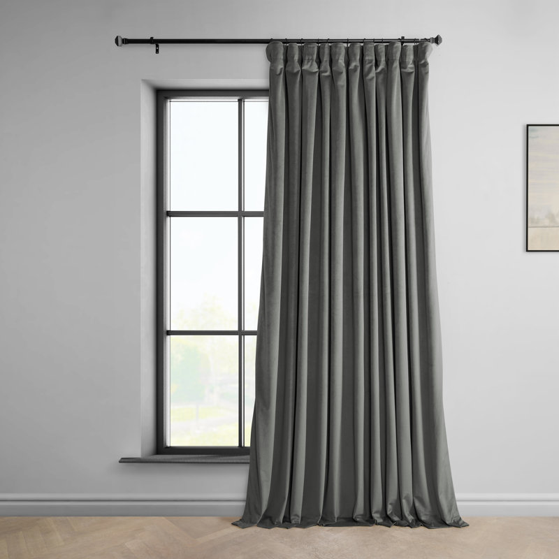 Matra Room Darkening Rod Pocket Single Curtain Panel, Light Beige, 100" W x 120" L