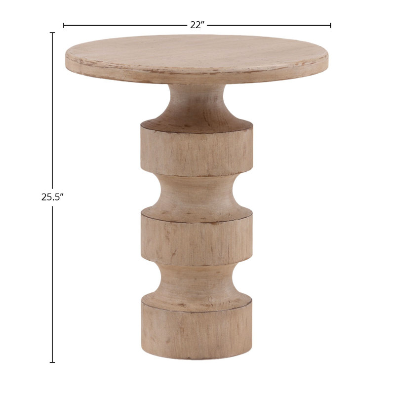 Taryn Reclaimed Pine Wood End Table, Light Warm Wash