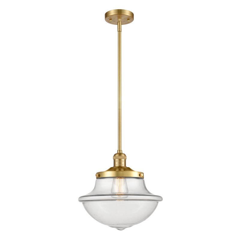 Luminaire suspendu simple à 1 lumière Baptiste, Ampoule non incluse, Transparent, Or satiné