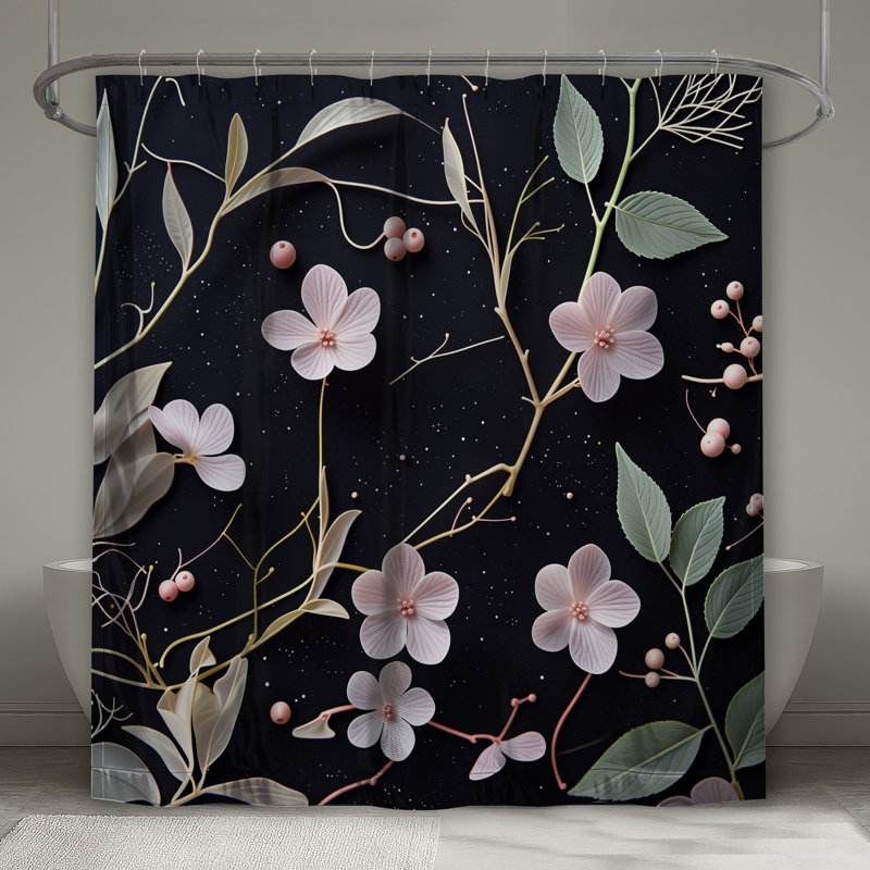 Rideau de douche floral - Bohème, L 70 po x H 84 po