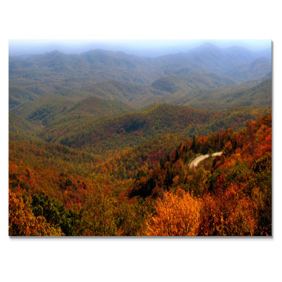 «Panoramic Autumn Season Landscape», reproduction sur toile avec cadre flottant