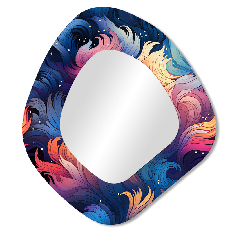 Celestial Concealment Ripple I - Abstract 3D Shapes Irregular Modern Large Wall Mirror, 28" x 25"