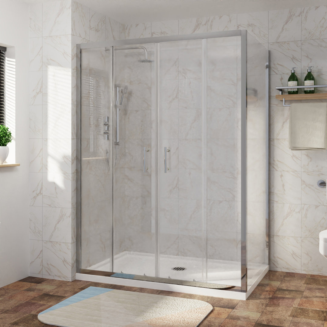 Hollifield Bathroom Shower Enclosure Cubicle Double Sliding Door with 800mm Side Panel Screen - 1900 x 1500 mm