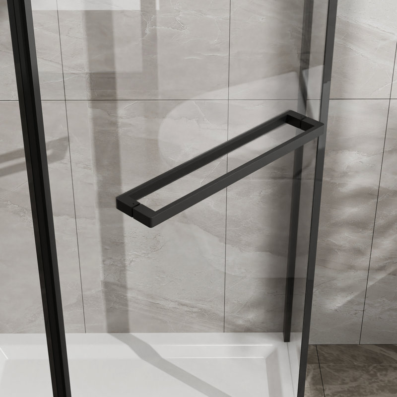 36"X36"X72" -Angle Shower - Matte Black, Clear Tempered Glass, 304 Stainless Steel Hardware For Durability 72 In. 36X36, Sheet Metal Screws