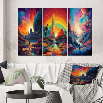 «Mysterious Rainbow Vision Landscape III», 3 pièces sur toile