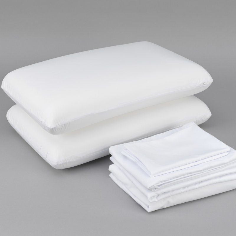 Lit simple pour le refroidissement - Oreiller en mousse à mémoire de forme, drap et protège-matelas. La double action Cool Cool maintient une différence de température de 5 degrés. Comprend une taie d'oreiller et des draps-housses plats. Housse de c