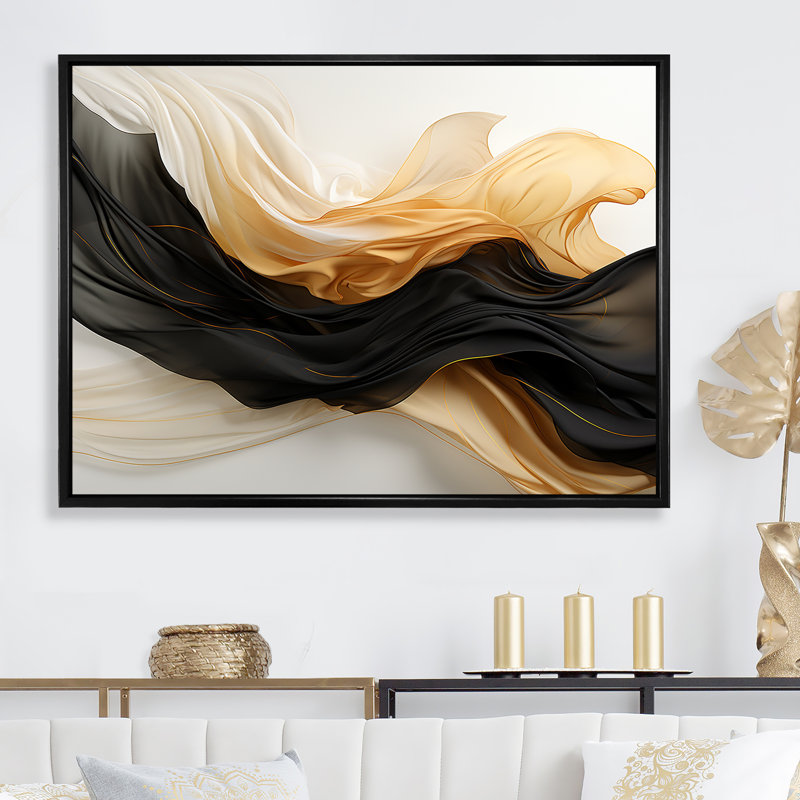 Art mural, impression sur toile, formes abstraites, H 12 po x l 20 po x P 1 po, Cadre flottant noir