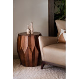 Azevedo Solid Wood Drum End Table