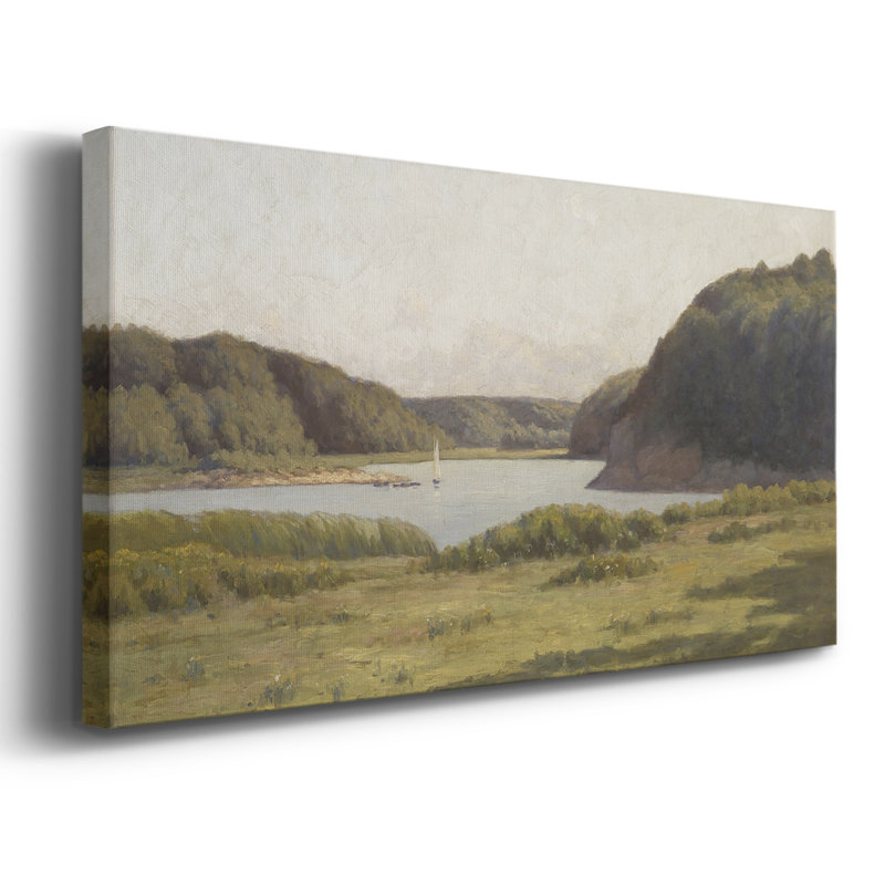 Série paysage - DCCDXIV - Toile tendue avec châssis, prête à accrocher, H 21 po x l 41 po, Doré