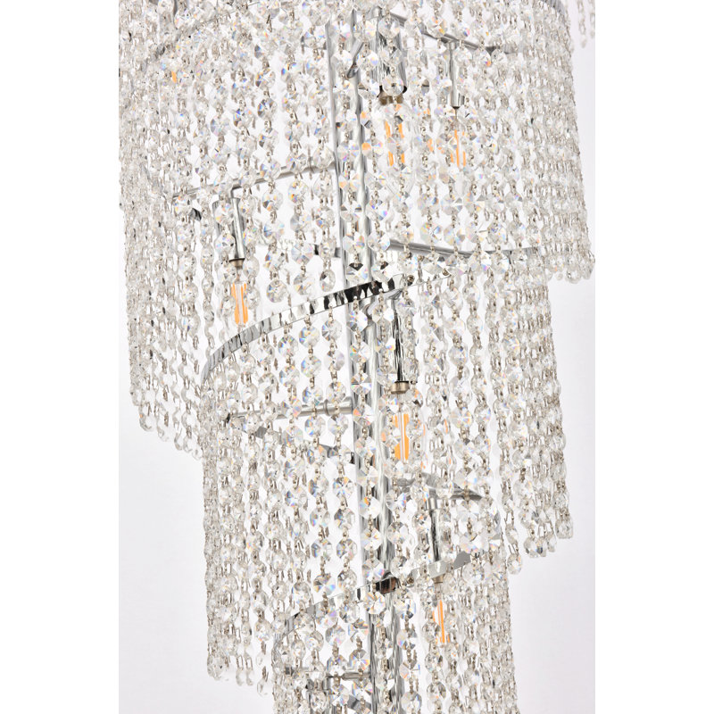Lustre spectaculaire à 18 niveaux avec accents en cristal Sterns, Chrome