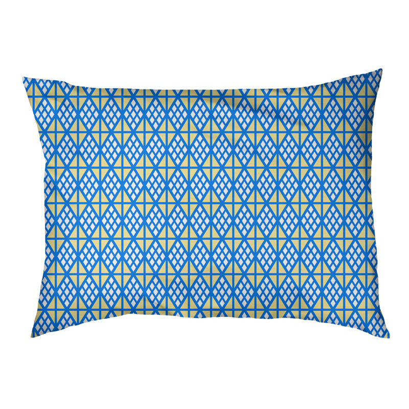 Coussin diamants Byrge, Très grand (l 52 po x P 42 po x H 17 po), Bleu / jaune clair