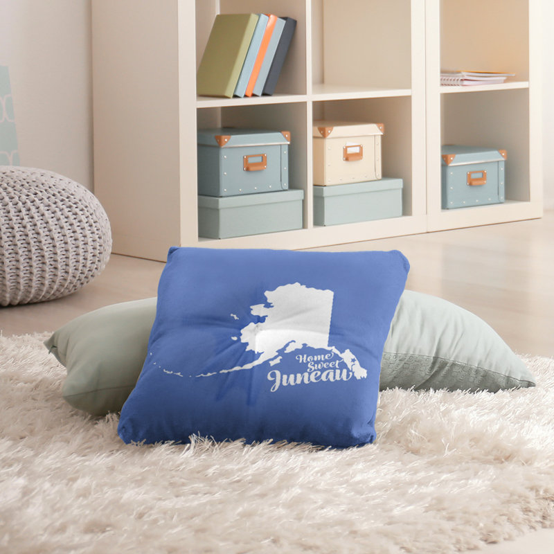 Reversible Throw Pillow, 30" H x 30" W, Blue, Juneau/Alaska