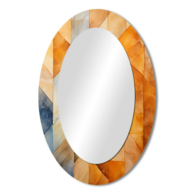 Topaz Tessellation I - Yellow Modern Oval Wall Mirror