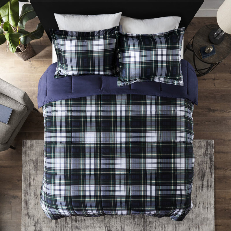 Édredon 3 m avec coquille microbienne, bleu marine ultra doux, revers uni, Édredon très grand + 2 taies décoratives, Marine