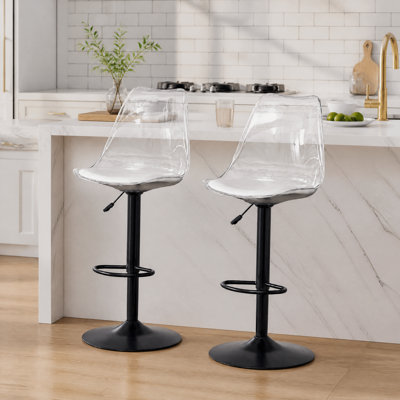 2-Piece Modern Acrylic Swivel Adjustable Counter Stools with Footrest