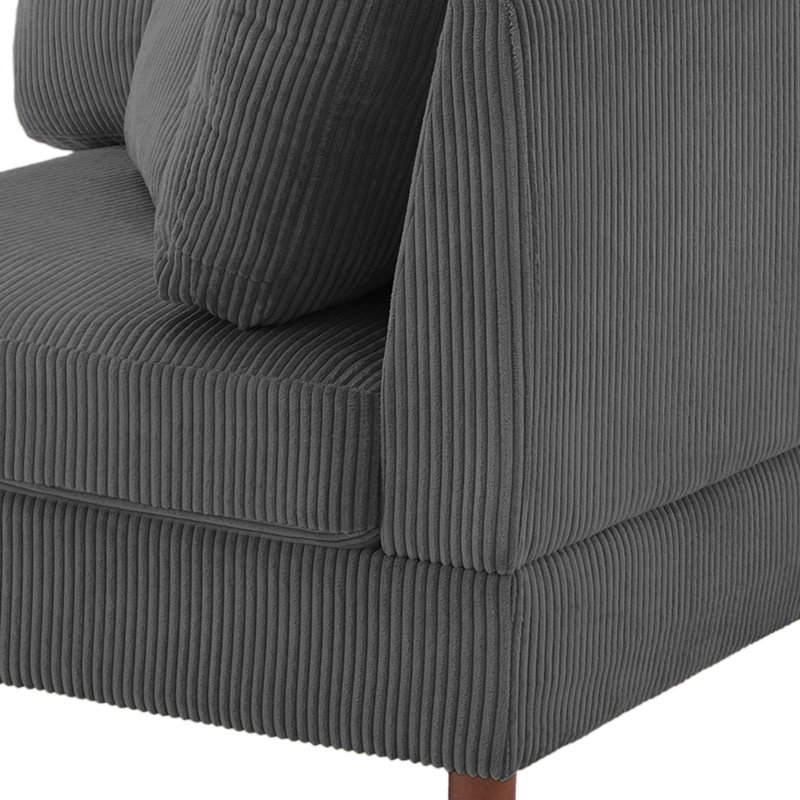 Seemab 102.1Cm Wide Corner Wedge, Grey Corduroy