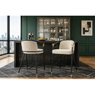 Ensemble de 2 tabourets de comptoir de 26 pouces avec structure en métal durable
