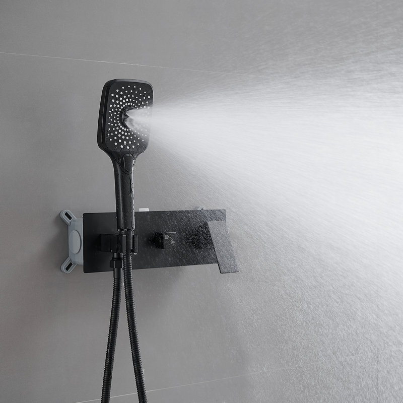 Matte Black Dual Head Rain Shower System with Handheld