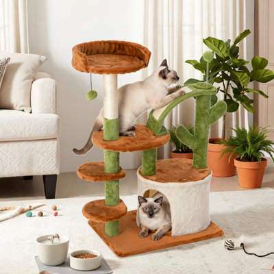 Arbre à chat cactus avec condo confortable et perchoir supérieur