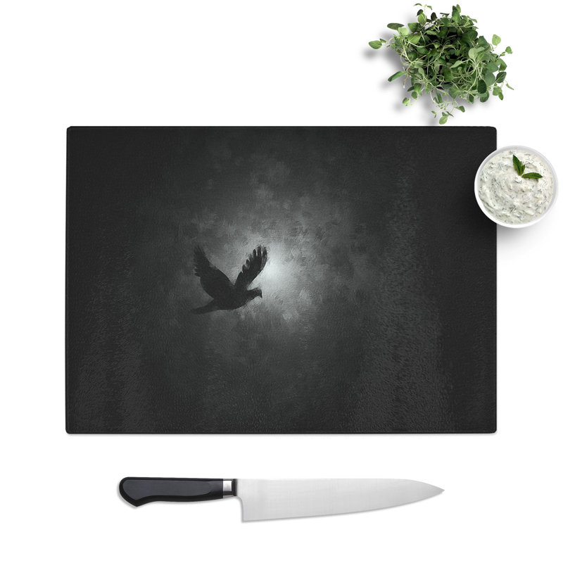 Tempered Glass Flying Dove Bird Chopping Board, 28.5 cm x 39 cm