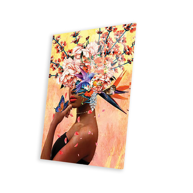 Luxueux - Femmes en fleurs, impression sur verre acrylique